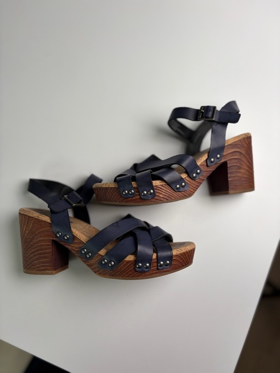 korks Shoes - Kork-Ease Navy Leather Strappy Wedge Sandals size 7
